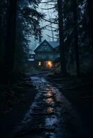pauroso Casa nel misterioso orrore foresta foto
