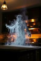 un spettro effrayant apparato dans une terrificante Photographie de cucina foto