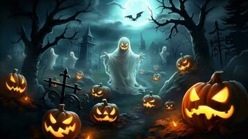 contento Halloween, bambini volontà godere il Halloween Festival, il fantasmi volontà venire su su il Halloween festival.generative ai foto