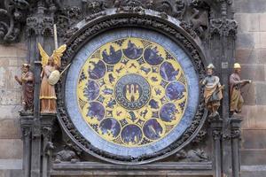 Orologio astronomico sul muro del municipio della città vecchia di Praga, Repubblica ceca foto