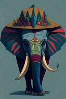 un' dettagliato illustrazione di un' elefante per un' maglietta disegno, sfondo e moda foto