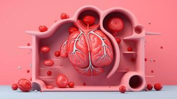 3d illustrazione modello di il umano organo sistema, anatomia, nervoso, circolatorio, digestivo, escretore, urinario e osso sistemi. medico formazione scolastica concetto, generativo ai illustrazione foto