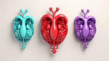 3d illustrazione modello di il umano organo sistema, anatomia, nervoso, circolatorio, digestivo, escretore, urinario e osso sistemi. medico formazione scolastica concetto, generativo ai illustrazione foto