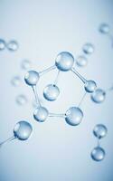 molecole con blu sfondo, 3d resa. foto