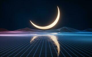 digitale spazio e chiaro di luna, 3d resa. foto