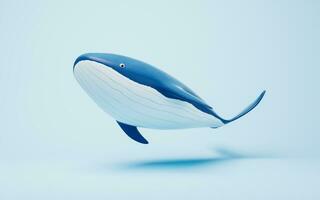 balena con cartone animato stile, 3d resa. foto