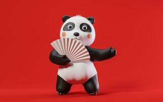 panda con cartone animato stile, 3d resa. foto