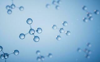 molecole con blu sfondo, 3d resa. foto