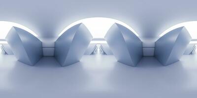 vuoto bianca tunnel con futuristico stile, 3d resa. 360 gradi senza soluzione di continuità panoramico Visualizza. foto