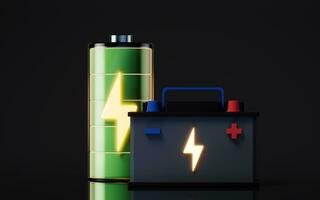 accumulatore auto batteria energia energia e elettricità, 3d resa. foto