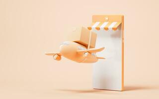 aereo e mezzi di trasporto con cartone animato stile, 3d resa. foto