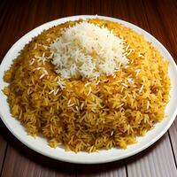 veg biryani o veg pulav, fritte riso indiano cibo foto