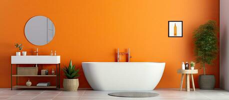contemporaneo bagno design con luminosa arancia colore schema foto