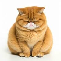 un arancia soriano gatto seduta giù con suo occhi chiuso generativo ai foto