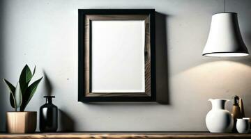 gratuito foto buio moderno vuoto immagine telaio su parete manifesto telaio modello ai generato