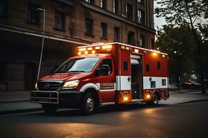 medico emergenza ambulanza auto su il strada foto