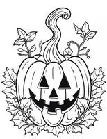 colorazione pagina Halloween zucca. colorazione attività per bambini. nero e bianca schema su bianca sfondo. foto
