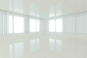 vuoto camera con bianca sfondo, astratto concezione,3d resa. foto
