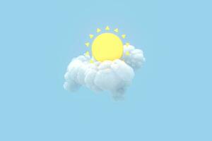 nube e sole, tempo metereologico previsione, 3d resa. foto