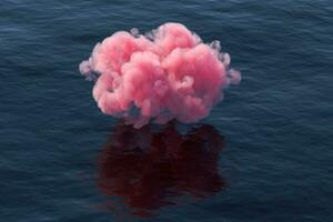 rosa nube galleggiante al di sopra di il mare, 3d resa. foto