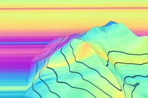 topografica carta geografica sfondo valle e montagna, 3d resa. foto