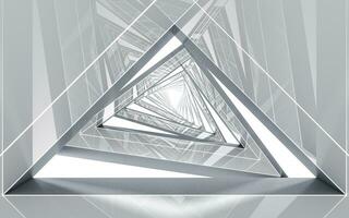 triangolare tunnel, futuristico concetto, 3d resa. foto