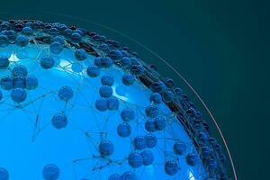 blu biologia griglia con Collegare vincola, 3d resa. foto