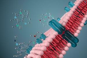 cellula membrana e biologia, biologico concetto, 3d resa. foto