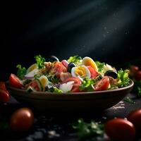 realistico foto di insalata. avvicinamento cibo fotografia. ai generato