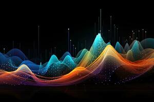 astratto vettore sfondo con dinamico onde e Linee. illustrazione, astratto sfondo di dati visualizzazione, ai generato foto