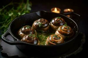 escargot Bourgogne padella. creare ai foto