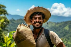 caffè contadino sorridente. creare ai foto