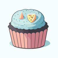 Cupcake con blu glassatura. illustrazione nel cartone animato stile. foto