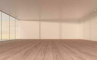 vuoto camera con di legno pavimento, 3d resa. foto