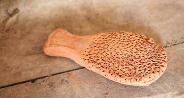 argilla piede argilla.scubber pomice pietra,naturale argilla terracotta piede scrubber raspa morto pelle chiamate rimozione pietra attenzione, Mitti terroso pentole foto