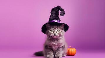 carino gatto ,Halloween tema su isolato sfondo.felice Halloween concetto.creato con generativo ai tecnologia foto