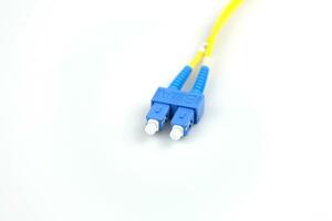 fibra ottico cavo connettore genere sc, isolato su bianca sfondo foto