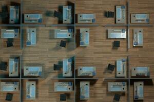 ufficio modello con di legno pavimento, astratto concezione,3d resa. foto