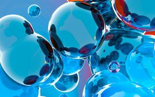 bicchiere palle con vivido colori, 3d resa. foto
