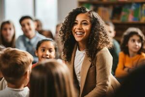 dinamico insegnante educare diverso elementare classe foto