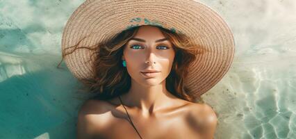 un' giovane donna il nuoto piscina foto