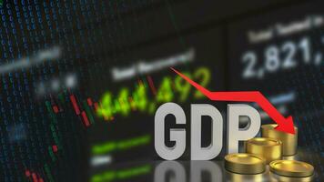 il gdp testo e monete per attività commerciale concetto 3d interpretazione foto