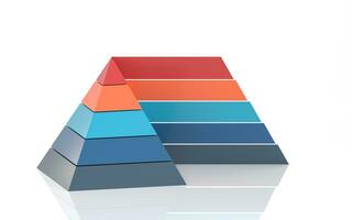 piramide grafica e dati analisi, 3d resa. foto