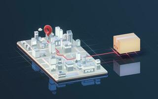 intelligente Telefono e la logistica trasporto, 3d resa. foto