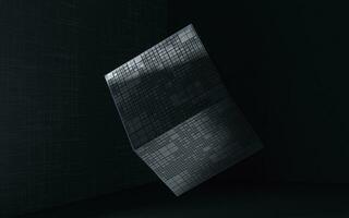 cubo con nero sfondo, scienza e tecnologia, 3d resa. foto