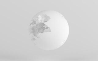 danneggiato sfera con bianca sfondo, 3d resa. foto