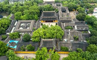 aereo di antico tradizionale buddista tempio, suzhou giardino, nel Cina. foto