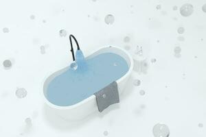 cartone animato vasca da bagno con bianca sfondo, 3d resa. foto