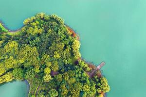 guardare giù per il isola nel il lago. foto