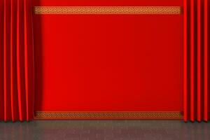 Cinese stile rosso sfondo, Festival decorazione, 3d resa. foto